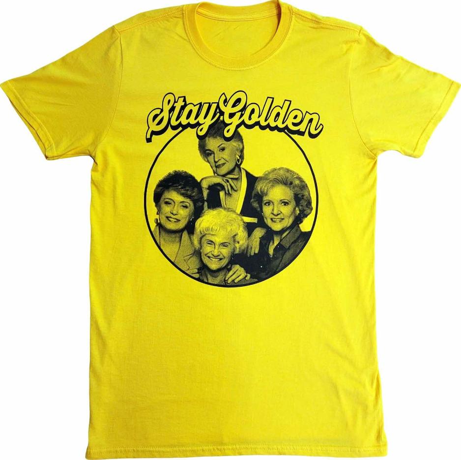 Pánské tričko s potiskem obsazení seriálu Zlatá děvčata Stay Golden Retro Vintage Žluté Tričko Nové