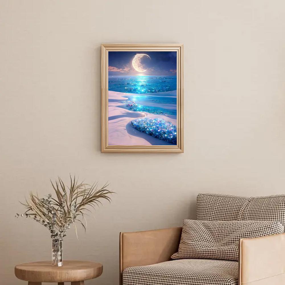Adults Cross Stitch DIY Moon Sea Sailboat Prints Embroidery Craft Cross-Stitch Kit Art Needlework Decor Painting Gift Sewin S6A8