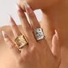 Punk Gothic Wave Wide Thick Opening Rings for Men Women Hiphop Exaggerated Hammer Texture Ring Fashion Party Jewelry Accessories