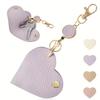 Heart-Shaped Retractable Keychain With Pu Leather Strap & Golden-Tone Alloy Clip