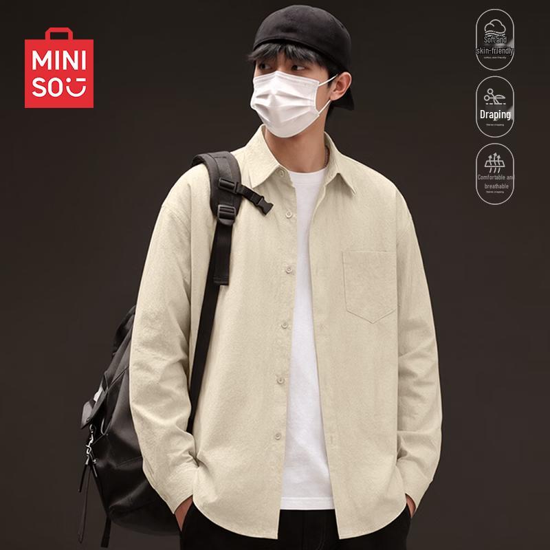 MINISO Men's Ice Silk Casual Long-Sleeve Shirt
