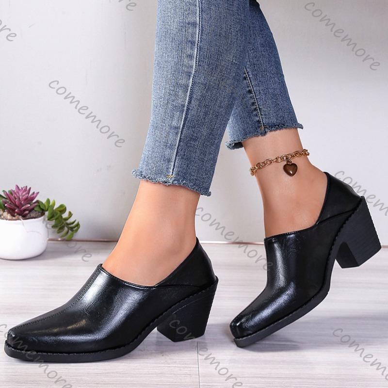 Fashion Comemore Spring Autumn Women Pumps Female Soft Leather Pointed Head high heels Outside Two Wear Half Slippers Solid Heels Women