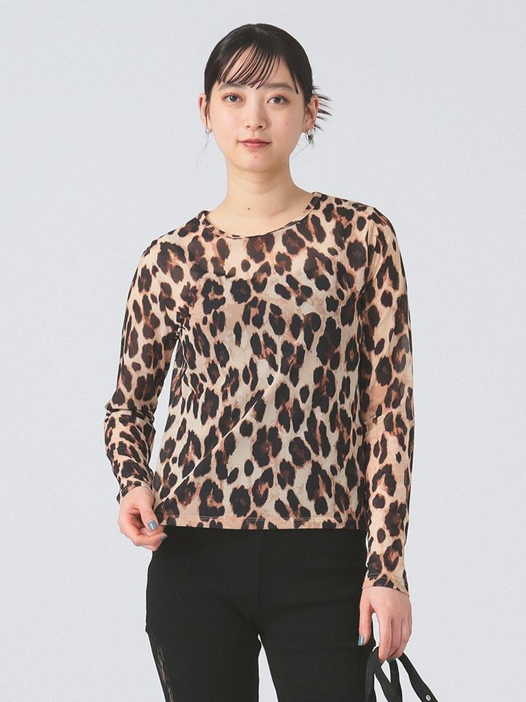 Ray Beams Leopard Print Crew Neck One Size Women's T-Shirt,