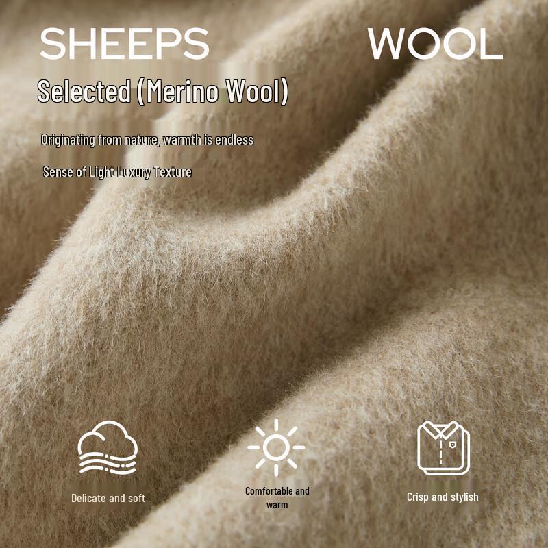 

Женское двустороннее шерстяное пальто с капюшоном Sancai 2025 L