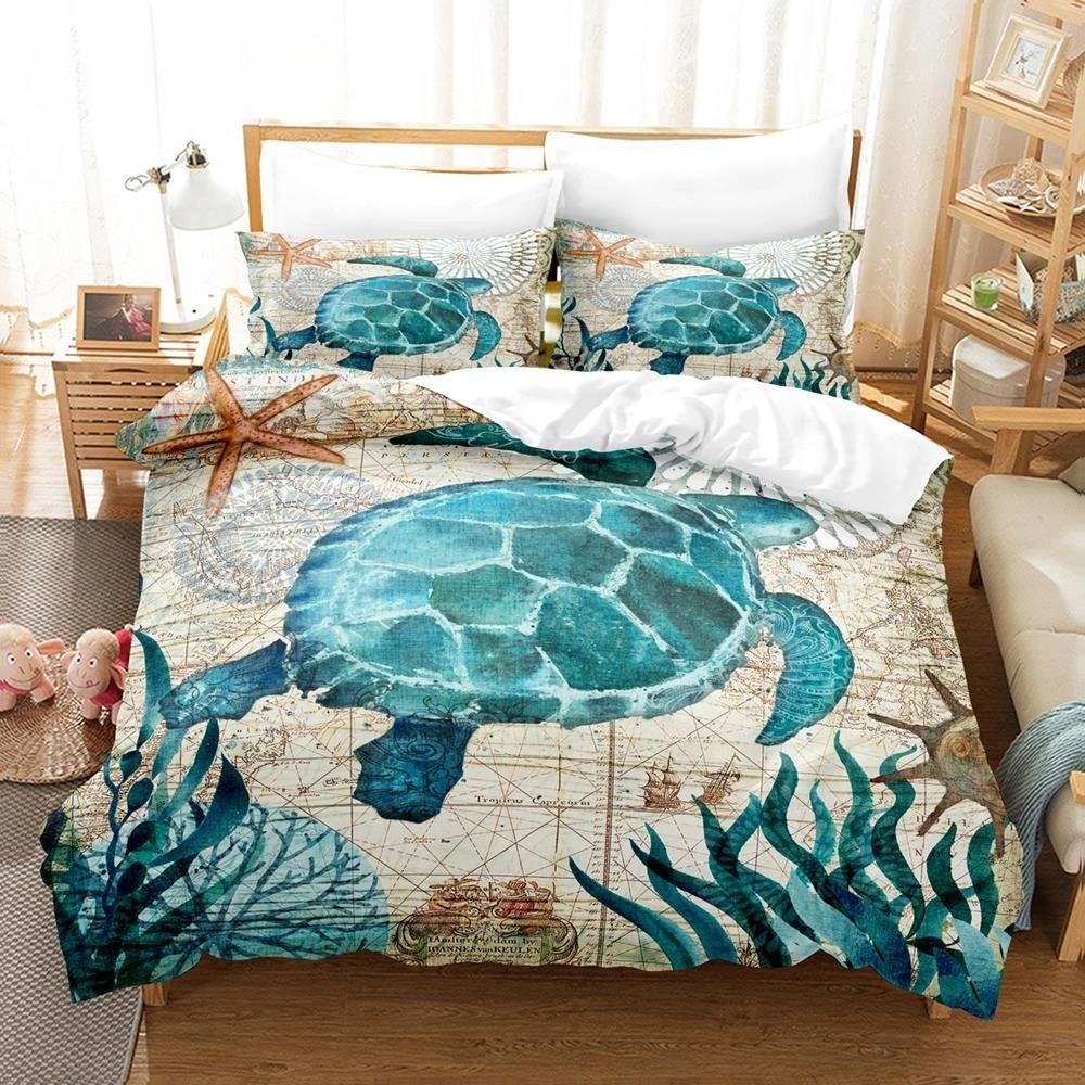 3D Print Undersea World Bed Linen Set, King Size Duvet Cover, Bedroom Bedding, Home Textile, Double Kid Quilt Cover, Dropship