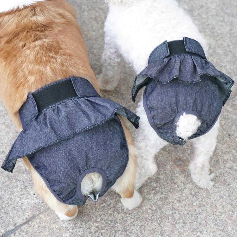 Dog Female Menstrual Panties Cotton Denim Style Small Medium Breeds Like Teddy Corgi M L XL 2XL 3XL