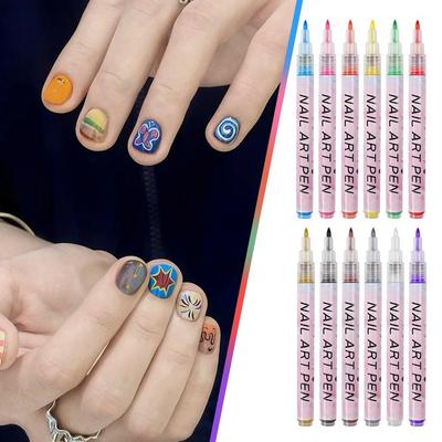 12pcs Nail Art Graffiti Pen Graffiti Nail Acrylic Pen Fine Detail Floral Design Waterproof Abstract Line Nail Art Beauty Tool