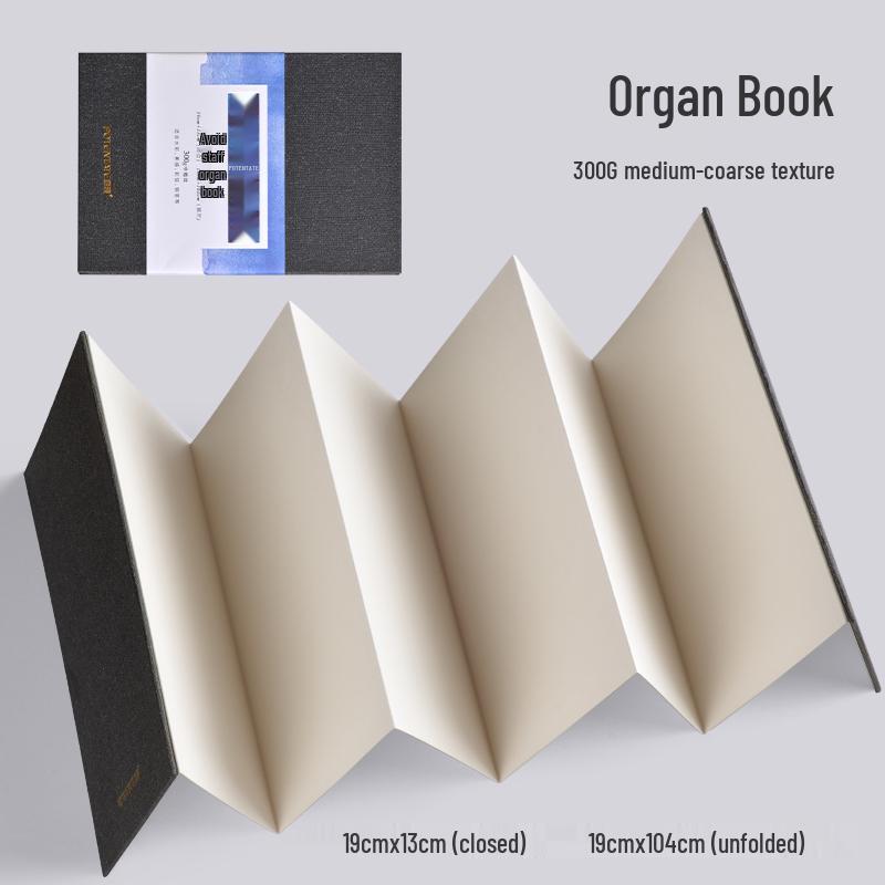 Accordion Watercolor Fabric Journal with Fine Grain Cotton Pulp Paper (30 Blank Postcards)