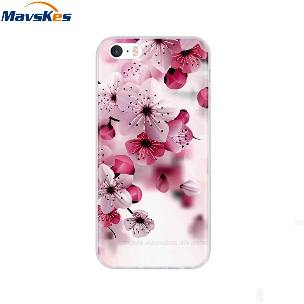 For iPhone 5s SE 5 Case Cover Silicone Soft TPU Cover Print Flower Cute Animal Phone Case For iPhone 6s 6 7 8 Fundas Clear Cases