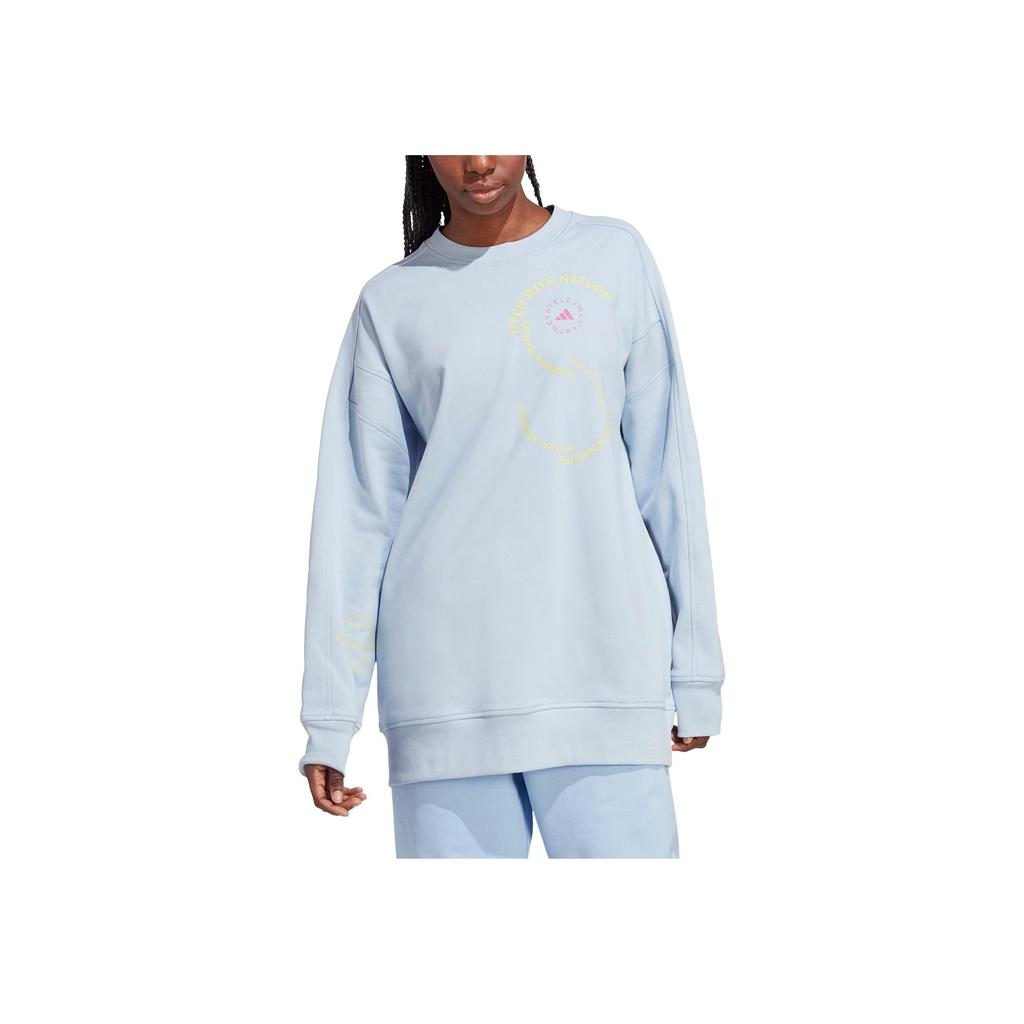 adidas Women's "Dyed With Nature" Printed Crewneck Sweatshirt Light Blue IA7716
