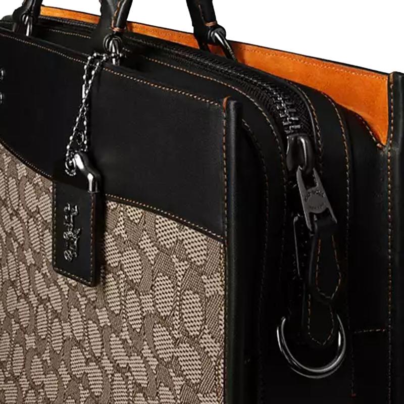 COACH handbag Rogue 41 classic presbyopic print, iconic logo embossed charm, zipper closure, jacquard fabric, cow leather hand-held crossbody bag