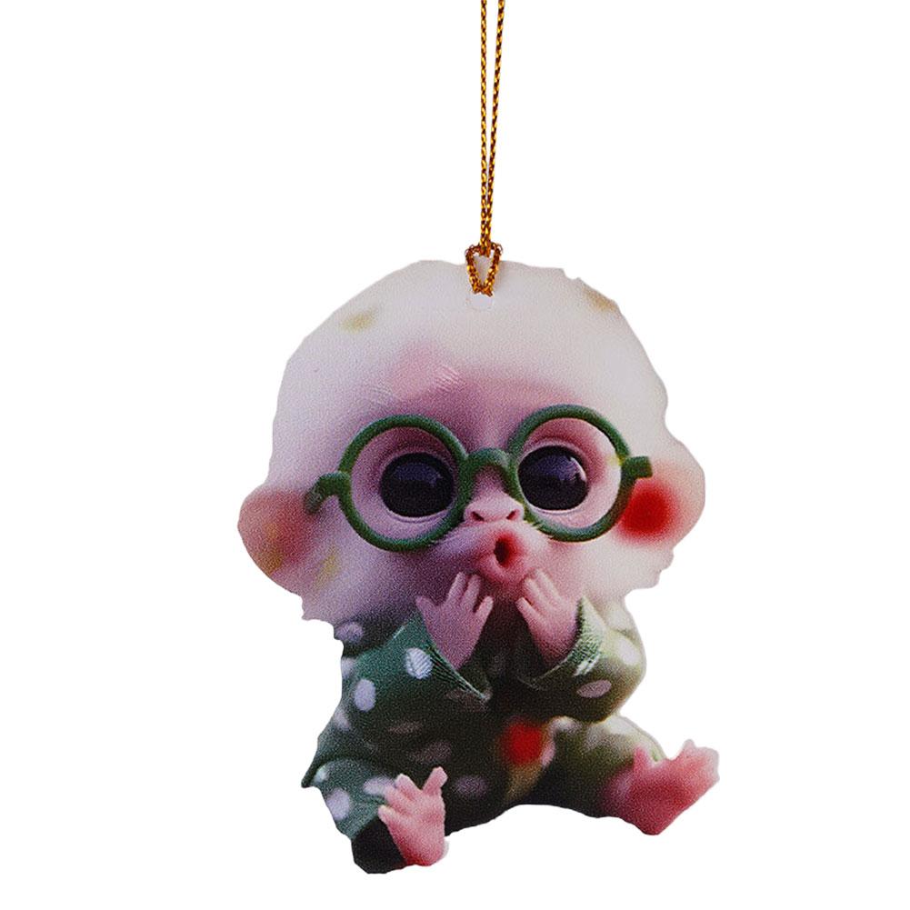 

2D Подвеска для автомобиля в форме обезьяны, висячее украшение с цепочкой, реалистичное животное, декор для автомобиля на зеркало заднего вида, забавные автомобильные аксессуары