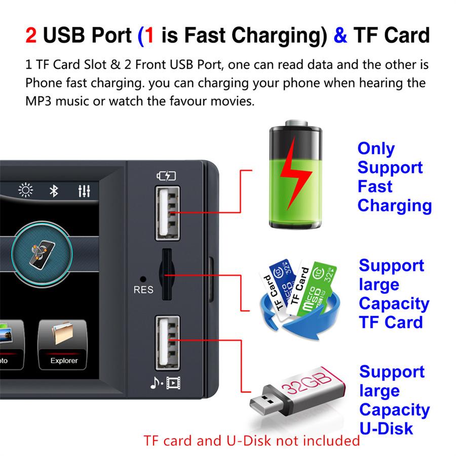 Car 3.8" IPS screen Bluetooth RMVB/MP5/Radio/Bluetooth Player FM Radio Support  Micophone