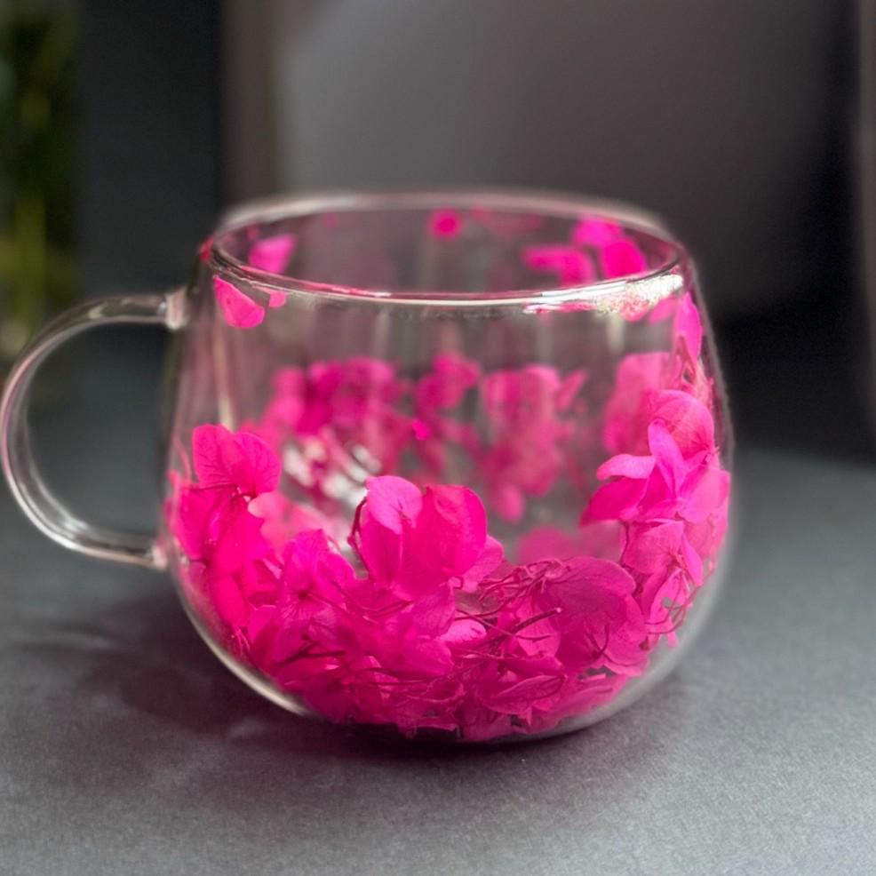Creative Double-Layer High Borosilicate Glass Cup with Real Dried Flowers, Ideal for Milk or Juice
