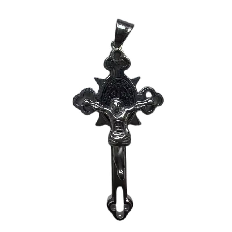 Pandantiv Colier Cruce din Oțel Inoxidabil Vintage cu Lanț