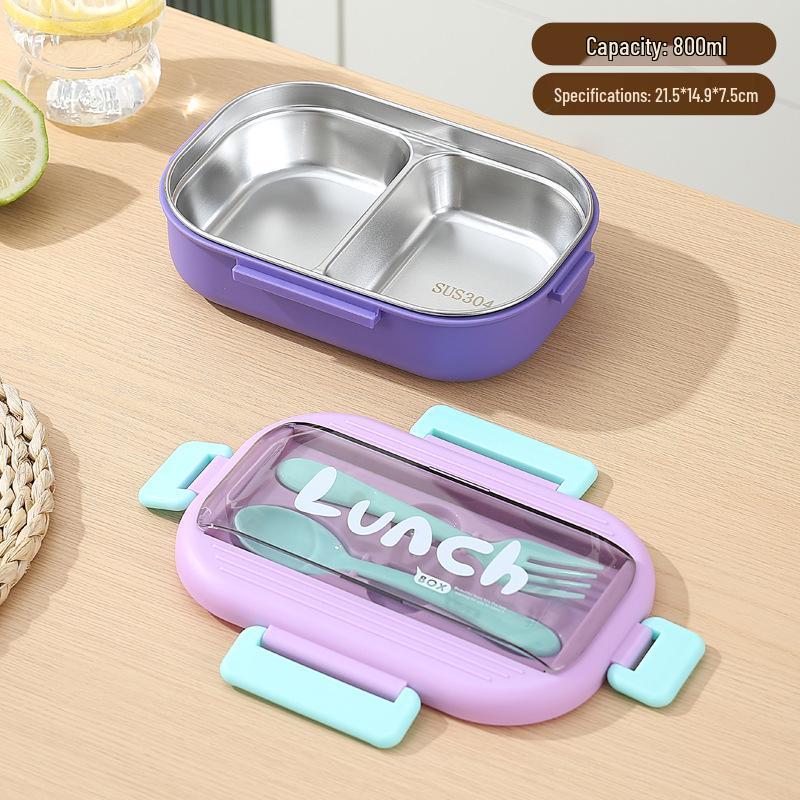 304 Stainless Steel Bento Box with Water Cup & Cutlery Set for Students & Office Workers