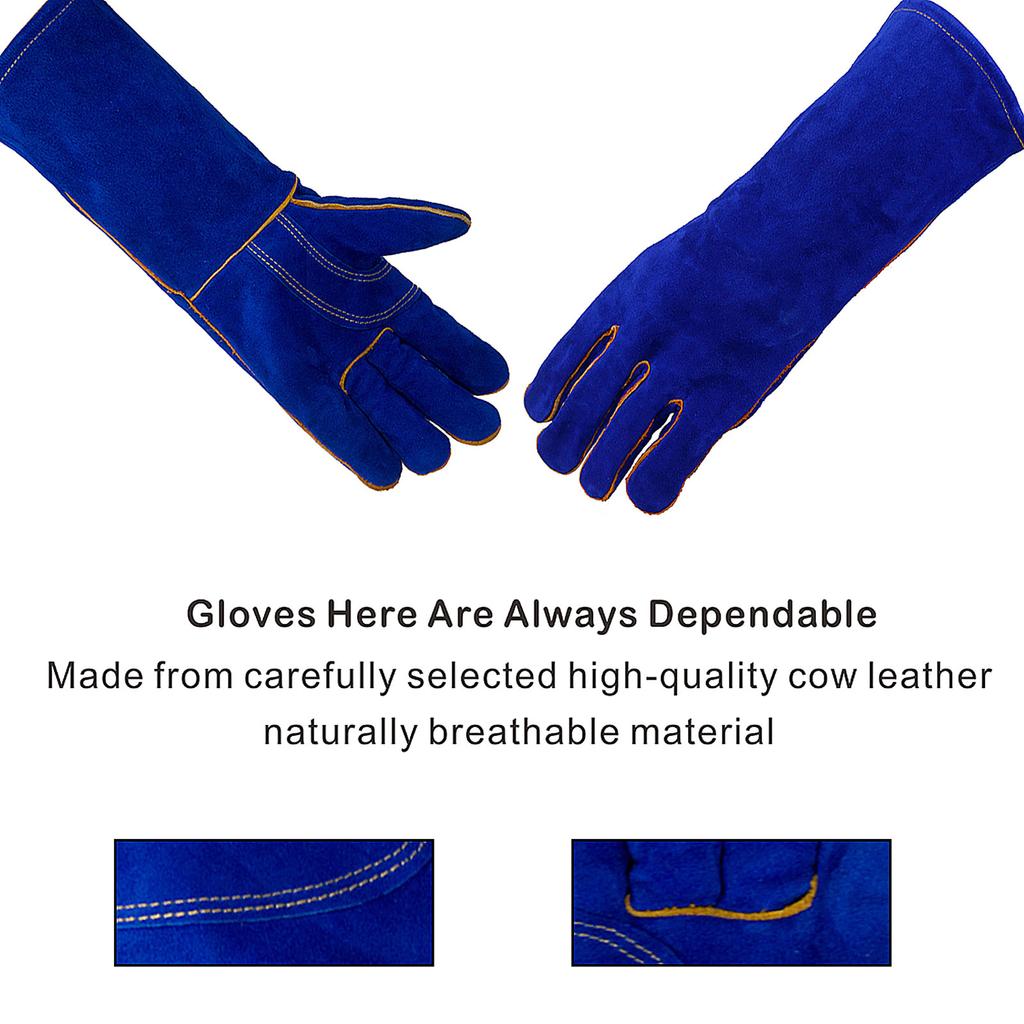 Leather Welding Gloves - Heat/Fire Resistant, Perfect for Gardening/Tig Weld/Beekeeping/BBQ-14inches