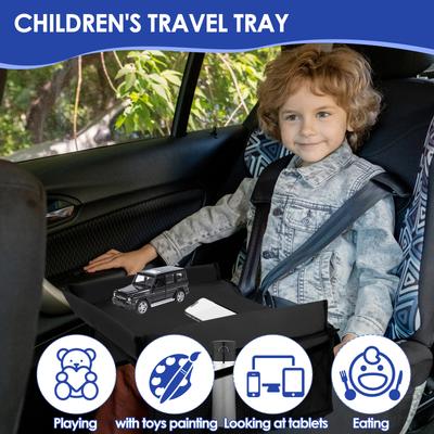 Plateau de Voyage Pliable pour Siège Auto Enfant Siège de Sécurité Table de Jeu Organisateur Rangement Snacks Jouets Plateau pour Siège Auto Bébé pour Activités d'Enfants