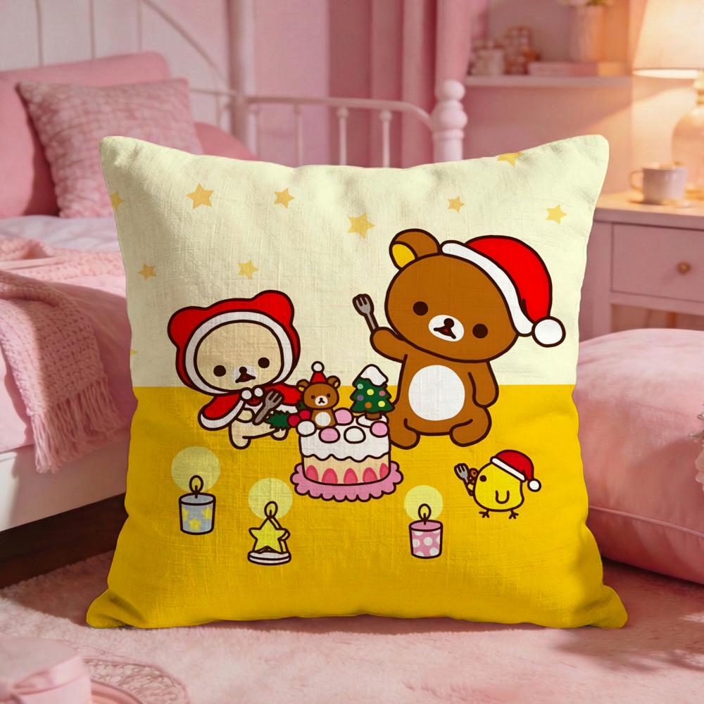 RRirakkumas Cute Bear Cushion Cover Premium Comfort Reversible Pillow Cove Two In One Design For Any Room Car Interior