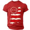 Men’s Short Sleeve Crew Neck T Shirt with Distressed Flag Print 776–2026 Graphic for Everyday Wear