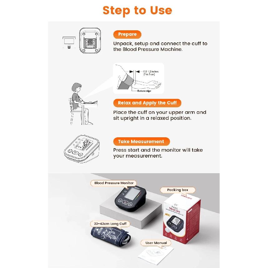 Sinocare Upper Arm Automatic Blood Pressure Monitor Portable Digital BP Sphygmomanometer Pressure Meter Tonometer