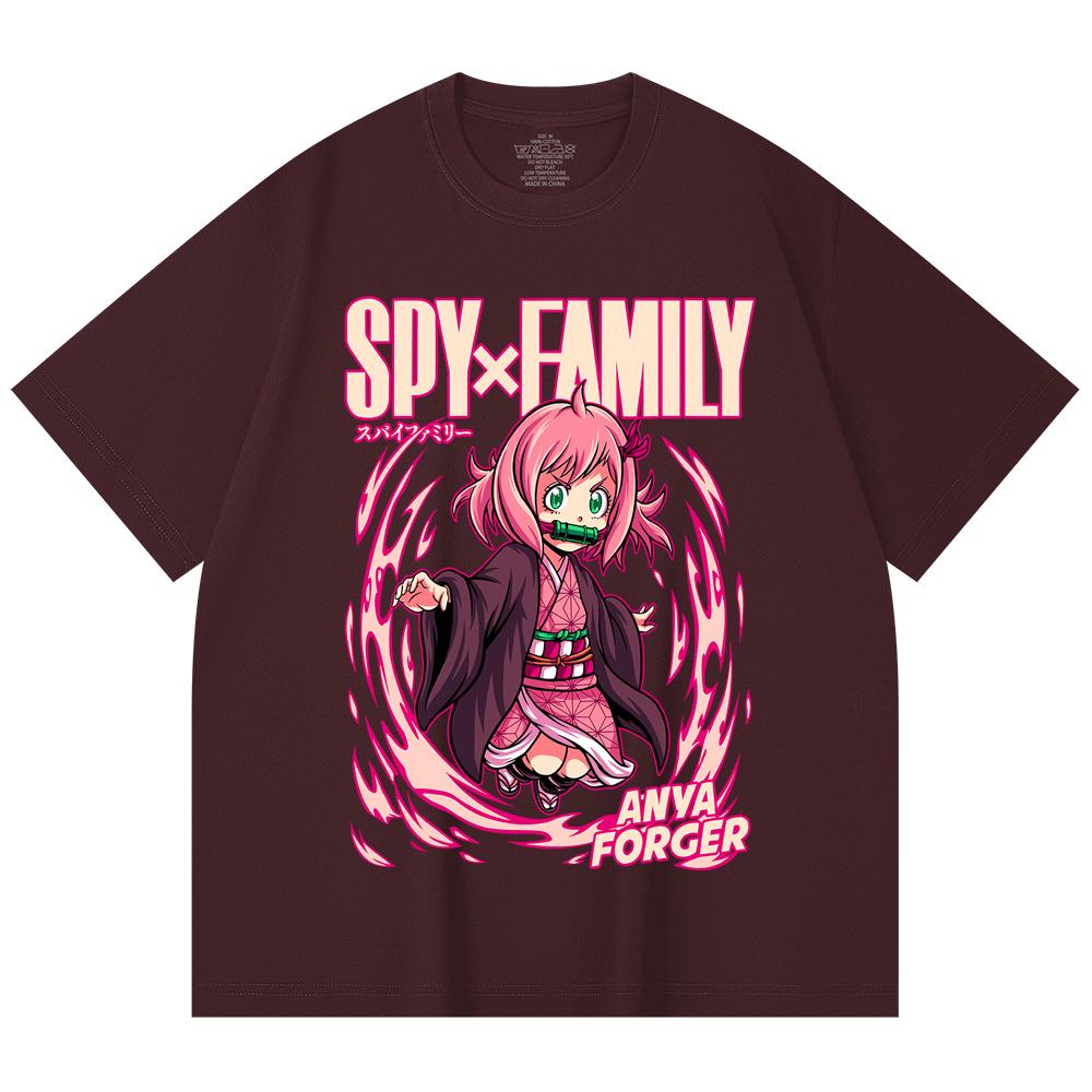 

230 Gsm 100% Cotton Spy x Family V6 Print Unisex Heavy Cotton T Shirt 2XL вина червоного кольору