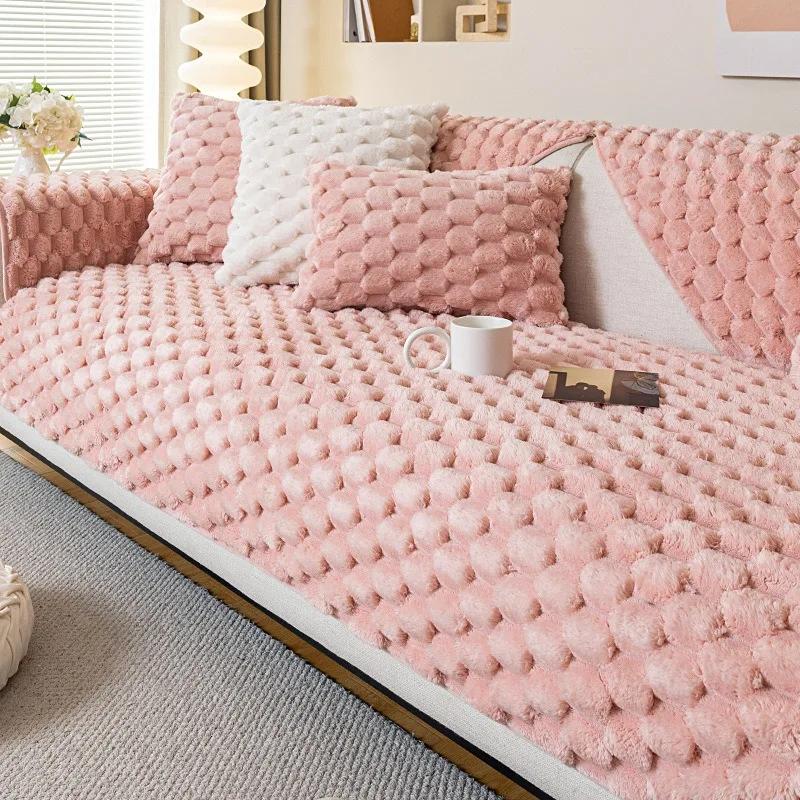 

Подушка для дивана Honeycomb, теплая, плюшевая, зимняя, универсальная, толстая, для дивана, полотенце, нескользящий коврик от кошачьих царапин, простой чехол для дивана, ткань для дивана 70x70cm 1pcs