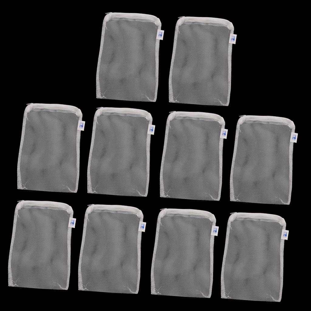 Filter Media Bags, Aquarium Nylon Mesh Bags with Zipper, Fish Tank White Net for Pellet Carbon,