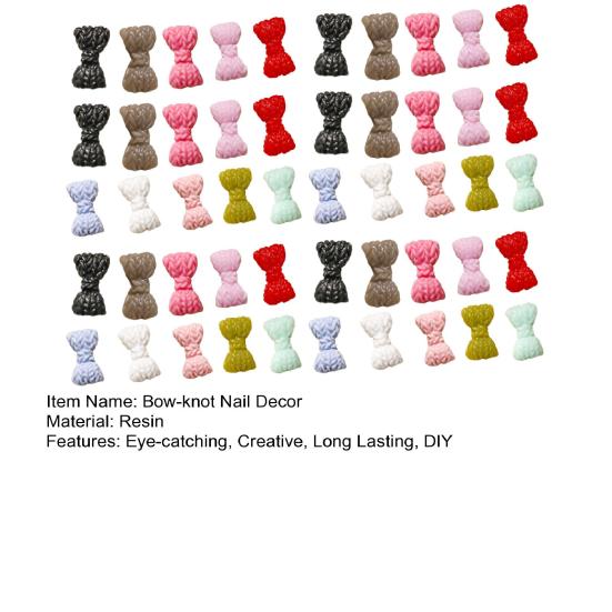 50Pcs Attractive Stunning Visual Effect Non-Fading Bow-knot Nail Decors 3D Charms DIY Manicure Tools for Store