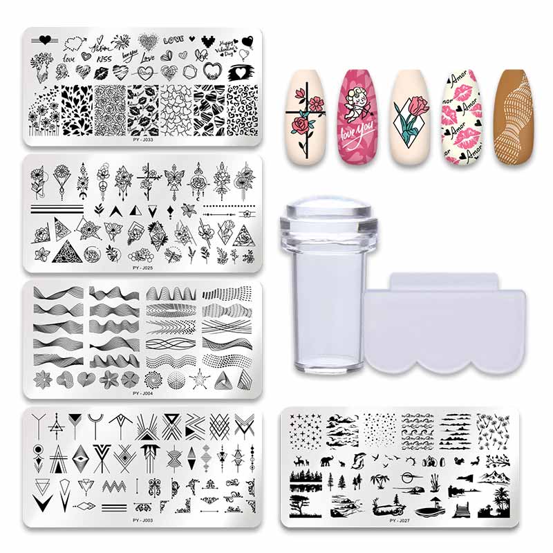 PICT YOU 12*6cm Nail Art Vorlagen Stempelplatte Design Blume Tier Glas Temperatur Spitze Stempelvorlagen Platten Bild