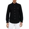 Polo Ralph Lauren Ss23 Einfarbiges Logo Besticktes Langarmhemd Herrenhemden Schwarz 710767828-001