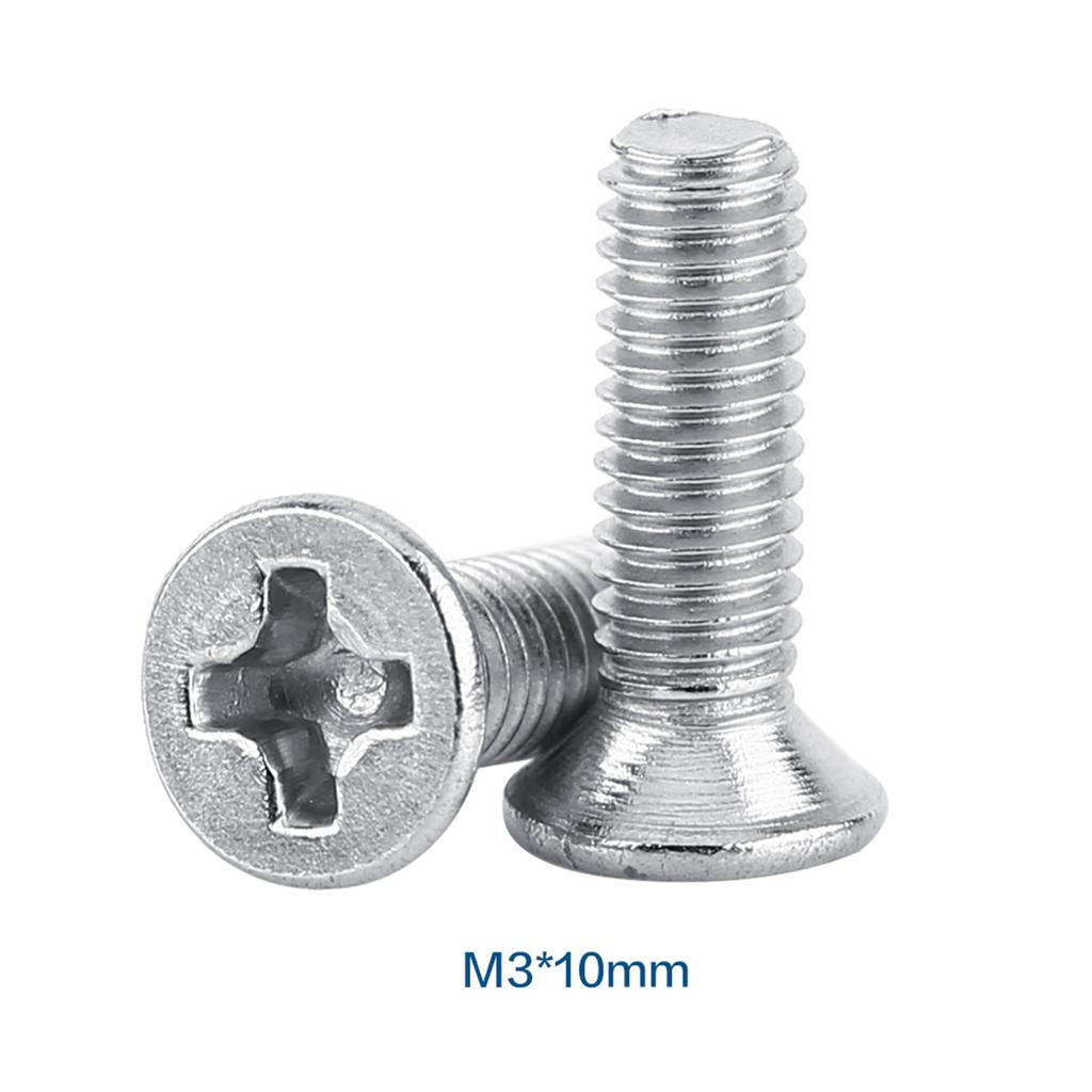 100pcs Bag Flat Head SS304 Machine Countersunk Screw Fastener Repair Tool Accessory M3*4