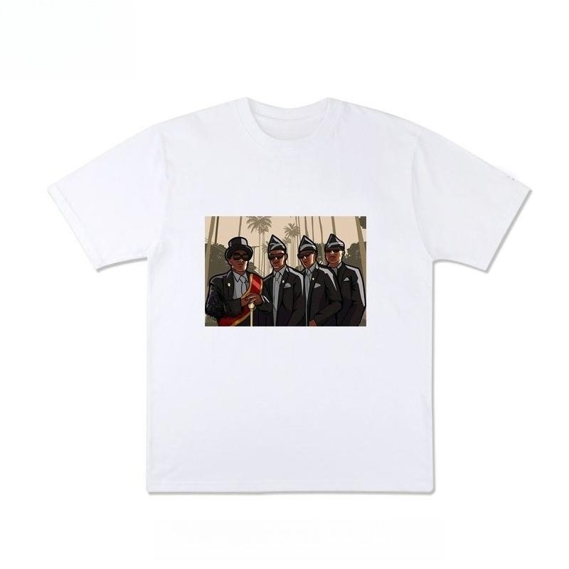 Autumn and Winter Heavy Pure Cotton Funny and Solemn Character Printing T-shirt 2025 New Men's and Women's Versatile T-shirts