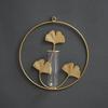 Test Tube Iron Ginkgo Wall Hanging Vase Flower Storage Rack Hanging Planter  Home/Office Decor