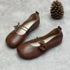 Fashion Old Cowhide Flat Shoes for Women's Vintage Shoes with Soft Genuine Leather