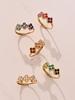 Multi-Color Zirconia Diamond Necklace, Bracelet, Ring & Earring Set - Stainless Steel