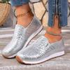 Women's Wide Width Python Print Slip-On Flats - Round Toe Casual Loafers for Spring/Fall, Comfort Slip-On Shoes