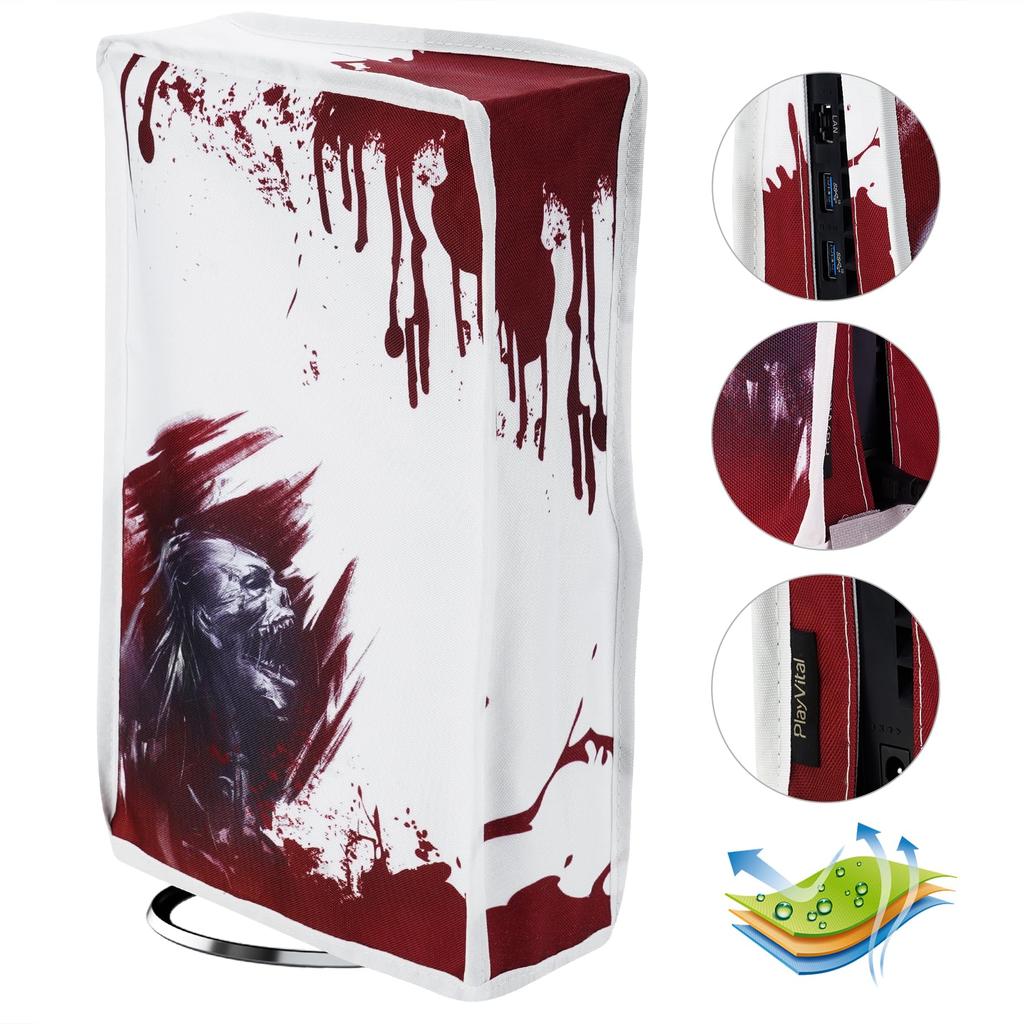 PlayVital Staubschutz Musterdesign für neue Version PS5 Slim Disc Nylon Staubschutz Kompatibel mit PS5 Slim Disc Version Konsole (Vertikale) Version,