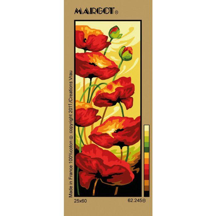 Canevas Pénélope Antique Coquelicots au vent 25x60cm