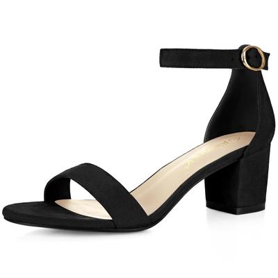 Ankle Strap Open Block [Allegra K] Sandals, Toe, Heel, Summer, Women's, Black, 26.5cm