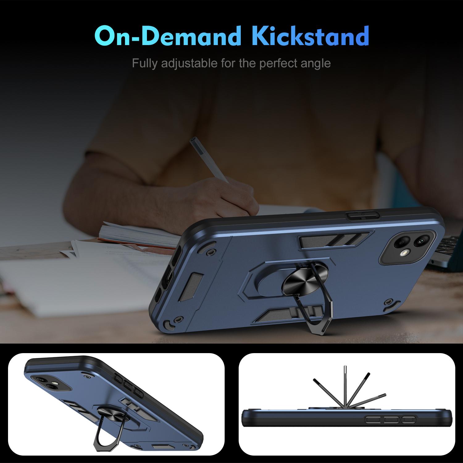 

For Samsung Galaxy A05 4G Phone Case 360 Degree Rotation Ring Kickstand Blue