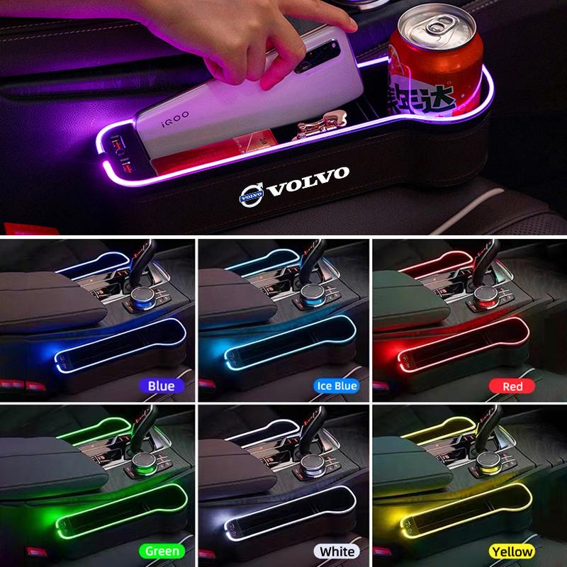 LED Car Seat Gap Box Atmosphere Lamp Storage Box For Volvo XC90 V90 V60 XC60 V40 EC40 EX40 S80 S60 S90 C40 XC40 V70 XC70 C30 C70