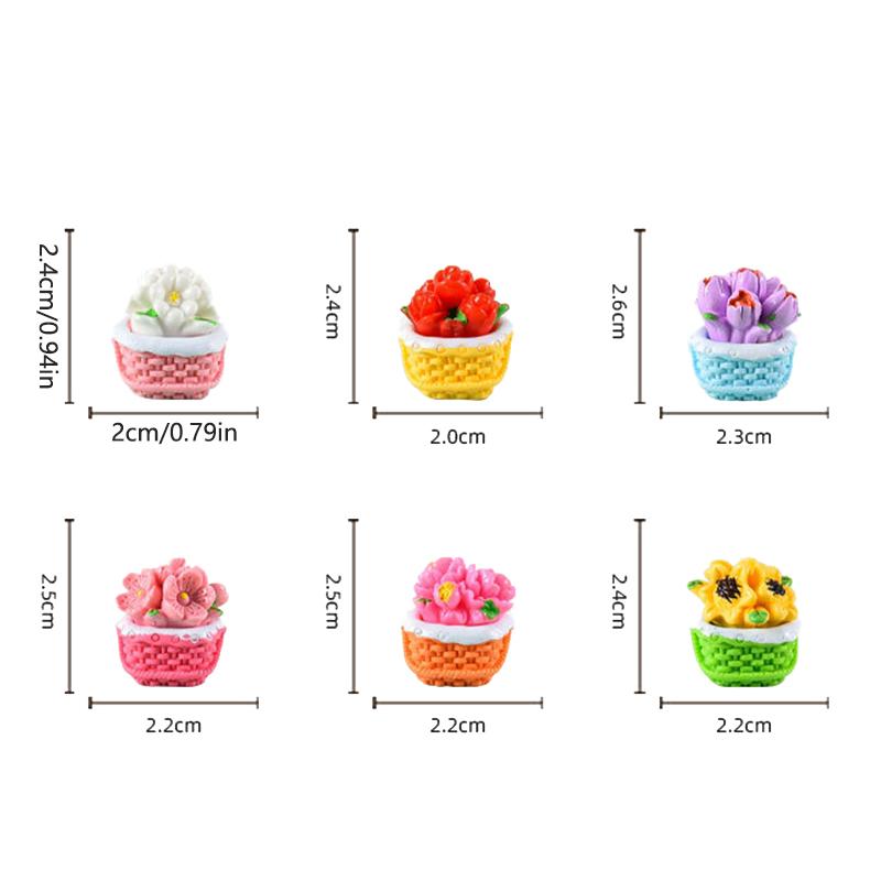 Mini Flower Basket Ornament Flowerpot Potted Plant Bonsai Micro Landscape Dollhouse Miniature Toy Car Decoration