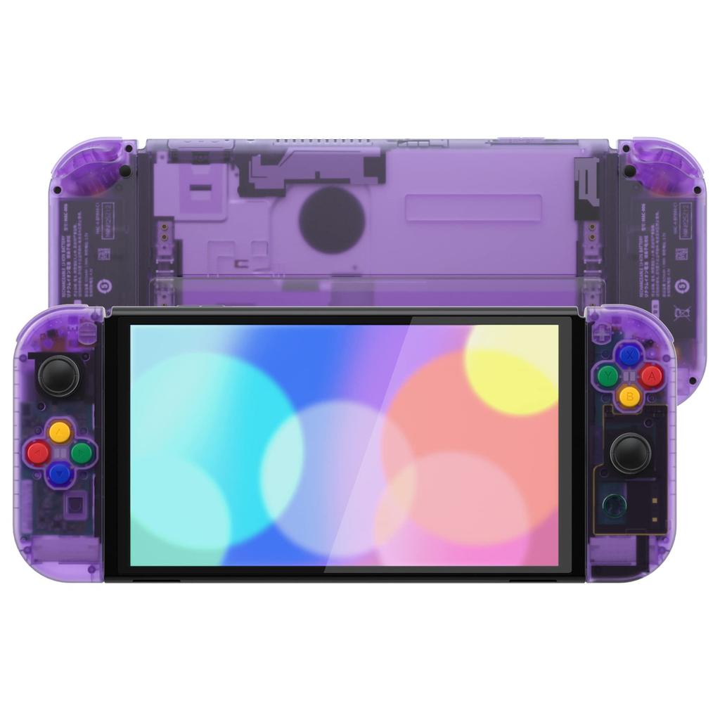 Not the Main Body eXtremeRate Switch Switch Compatible with OLED Joycon Handheld Controller Clear Material Back Plate PC Switch Compatible with Switch