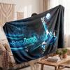 Cristiano Ronaldo Personalized Fleece Blanket With Football Logo, Custom Name Text Soft Warm Home Throw Blanket