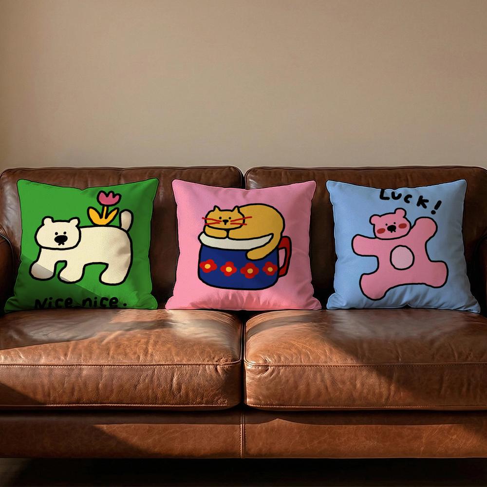 Happy Dog Cushion Cover Soft Reversible  Durable Pillow Cover  MultiScene Use for Home  Car Daily Comfort