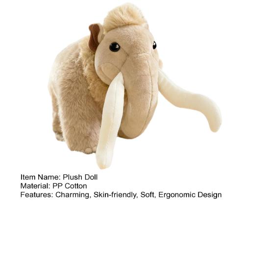 Plyšový mamut Realistické chlupaté plyšové zvíře s dlouhými kly Roztomilá ošklivě roztomilá sloní panenka pro děti Dekorace na stůl a dárek