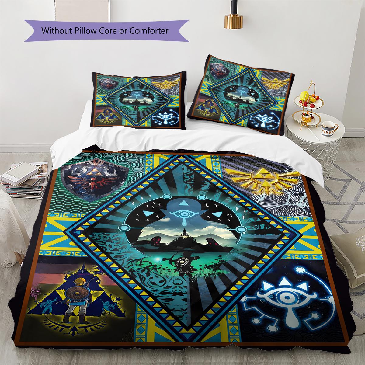 

Zelda Legend Pattern Bedding Quilt Set Quilt Cover Pillowcase Home Decoration Gift (1 * duvet cover + 2 * pillowcase, without core) 140x200cm