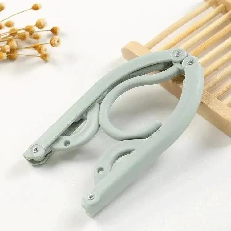 Folding Hanger Set With Clip for Clothes Drying Folding Hanger Rack Travel Folding Telescopic Portable Clothes Drying Rack