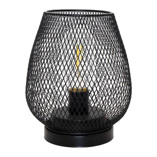 Birdcage Shaped Table Lamp Battery Operated Iron Mesh Shade Night Light for Bedside Bar Cafe Bedroom